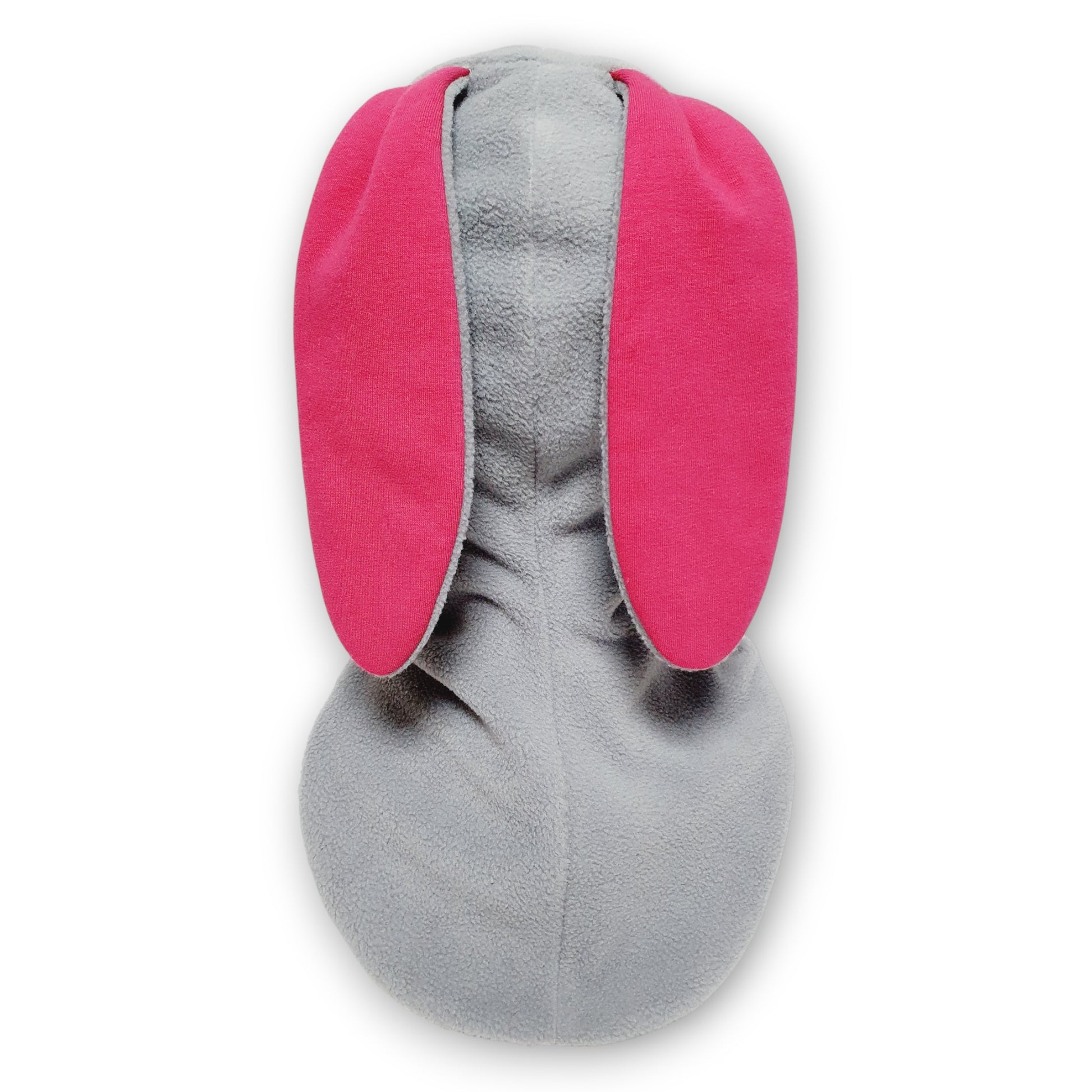 Winter Balaclava Light Grey Pink Bunny Ears From Backside 