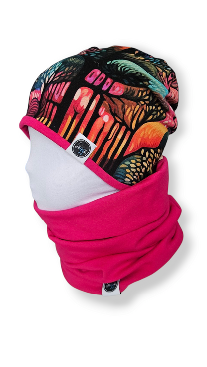 Reversible Hat & Tube Scarf Set - Forest