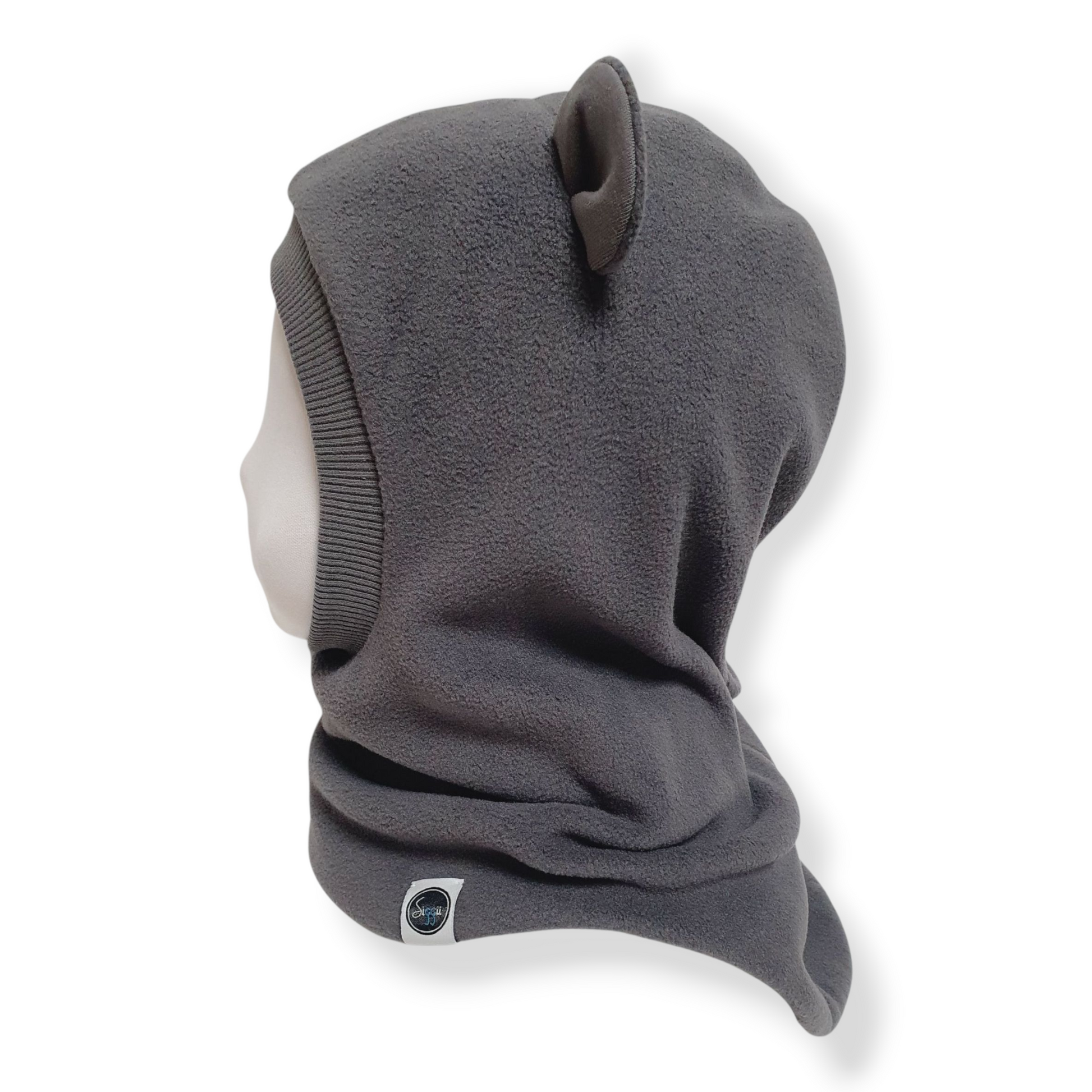 Winter Balaclava Bear Hat Warm Grey Warm Grey Side