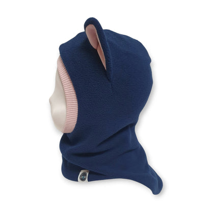Winter Hat Cat Balaclava - Dark Blue / Dusty Pink