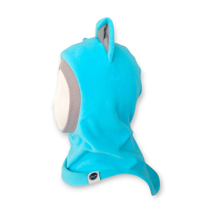 Winter Hat Cat Balaclava - Mint / Light Grey Border / Reflective Ears