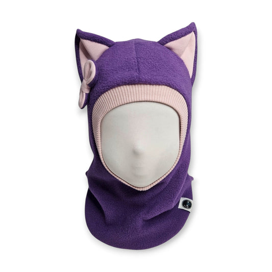 Winter Hat Cat Balaclava - Purple / Dusty Pink