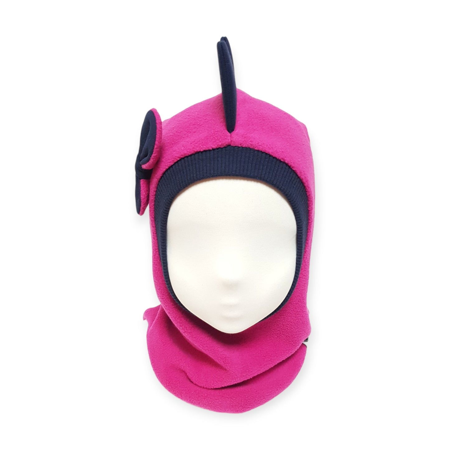 Balaclava Dino Hat - Fuchsia / Dark Blue Border & Spikes