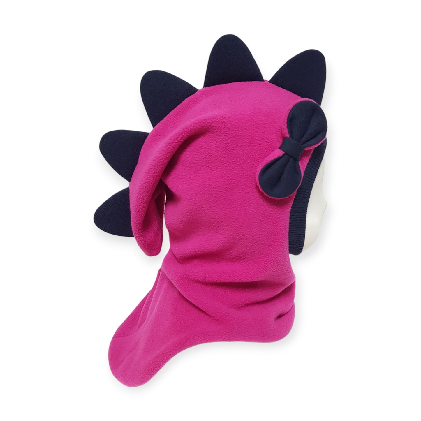 Balaclava Dino Hat - Fuchsia / Dark Blue Border & Spikes
