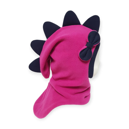 Balaclava Dino Hat - Fuchsia / Dark Blue Border & Spikes