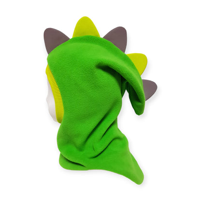 Balaclava Dino Hat - Green / Bright Green Border / 3 Reflective Spikes