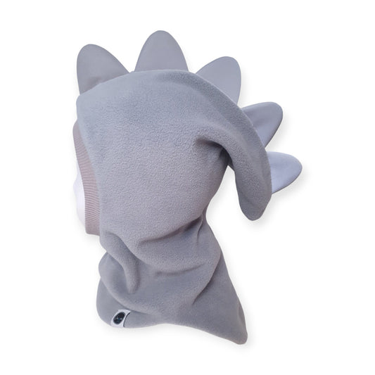 Balaclava Dino Hat - Light Grey / Light Grey Border/ Reflective Spikes