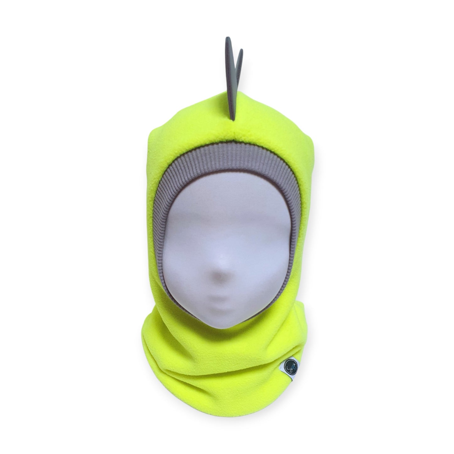 Balaclava Dino Hat - Neon / Light Grey Border/ Reflective Spikes
