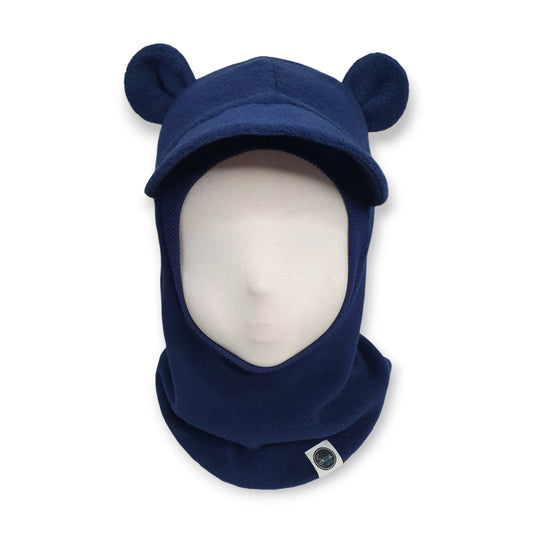Winter Visor Hat Bear Balaclava - Dark Blue / Dark Blue Border