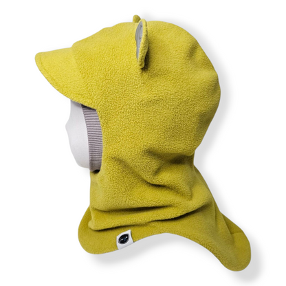 Winter Balaclava Visor Bear Hat Mustard Light Grey Side