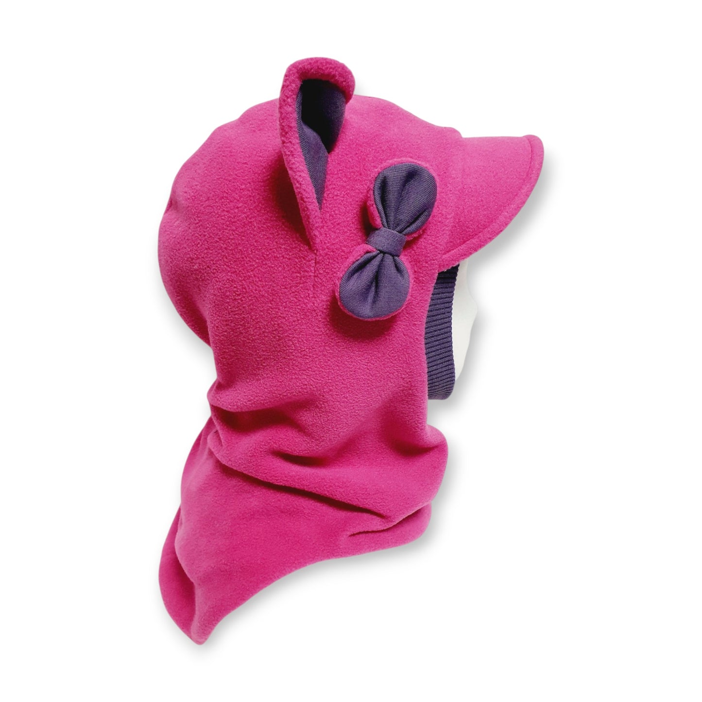 Winter Visor Hat Cat Balaclava - Pink / Plum Details