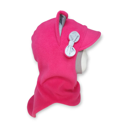 Winter Visor Hat Cat Balaclava - Pink / Light Grey / Reflective Ears