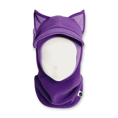 Winter Visor Hat Cat Balaclava - Purple / Light Purple Border