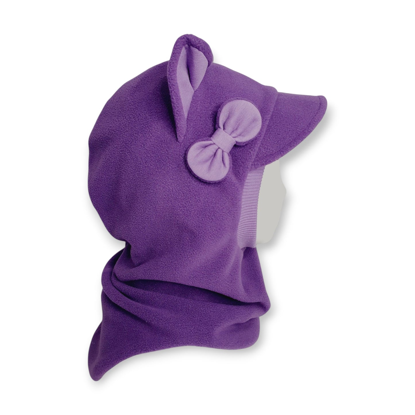 Winter Visor Hat Cat Balaclava - Purple / Light Purple Border
