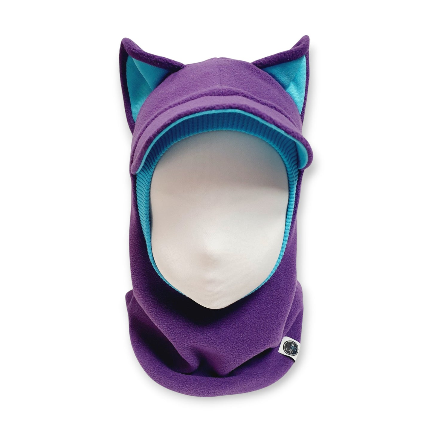 Winter Visor Hat Cat Balaclava - Purple / Mint