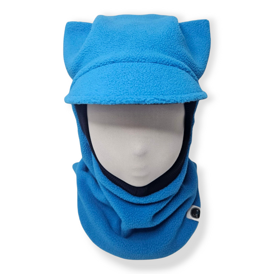 Winter Balaclava Visor Corner Hat Blue Dark Blue Front