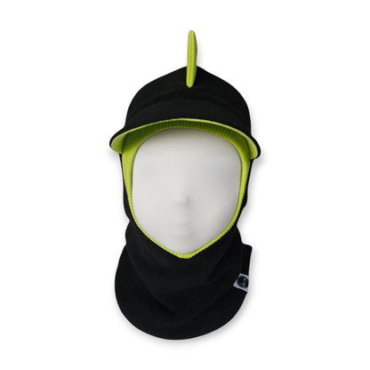 Balaclava Visor Dino Hat - Black / Bright Green Border/ 2 Reflective Spikes