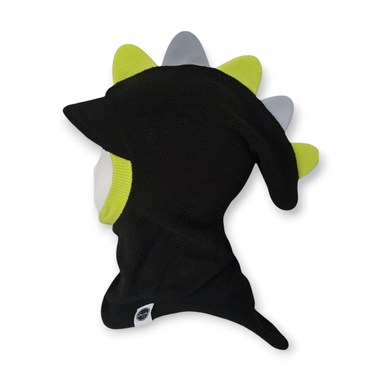 Balaclava Visor Dino Hat - Black / Bright Green Border/ 2 Reflective Spikes