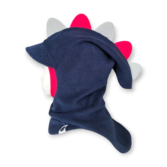 Balaclava Visor Dino Hat - Dark Blue / Red Border/ 3 Reflective Spikes