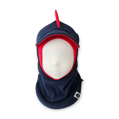 Balaclava Visor Dino Hat - Dark Blue / Red Border/ 2 Reflective Spikes