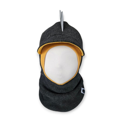 Balaclava Dino Visor Hat - Dark Grey / Mustard Border / Reflective Spikes