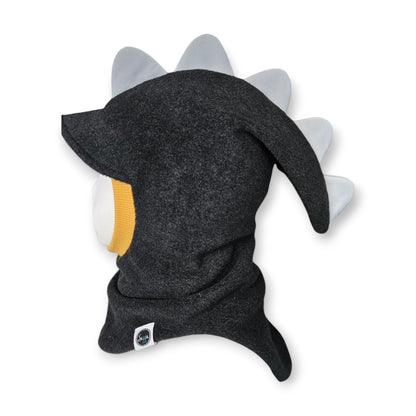 Balaclava Dino Visor Hat - Dark Grey / Mustard Border / Reflective Spikes