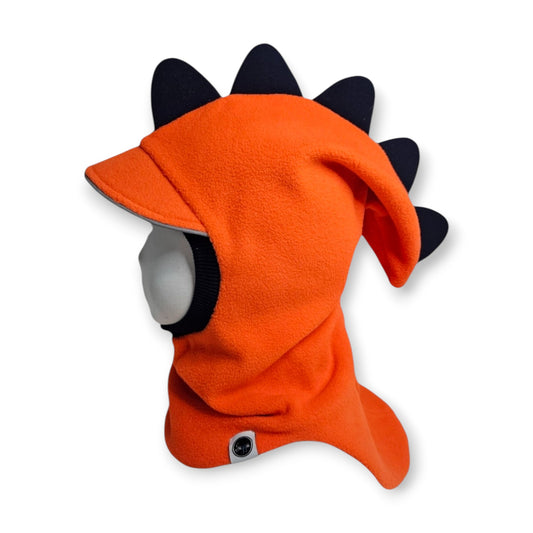 Balaclava Visor Dino Hat - Orange / Black Border & Spikes