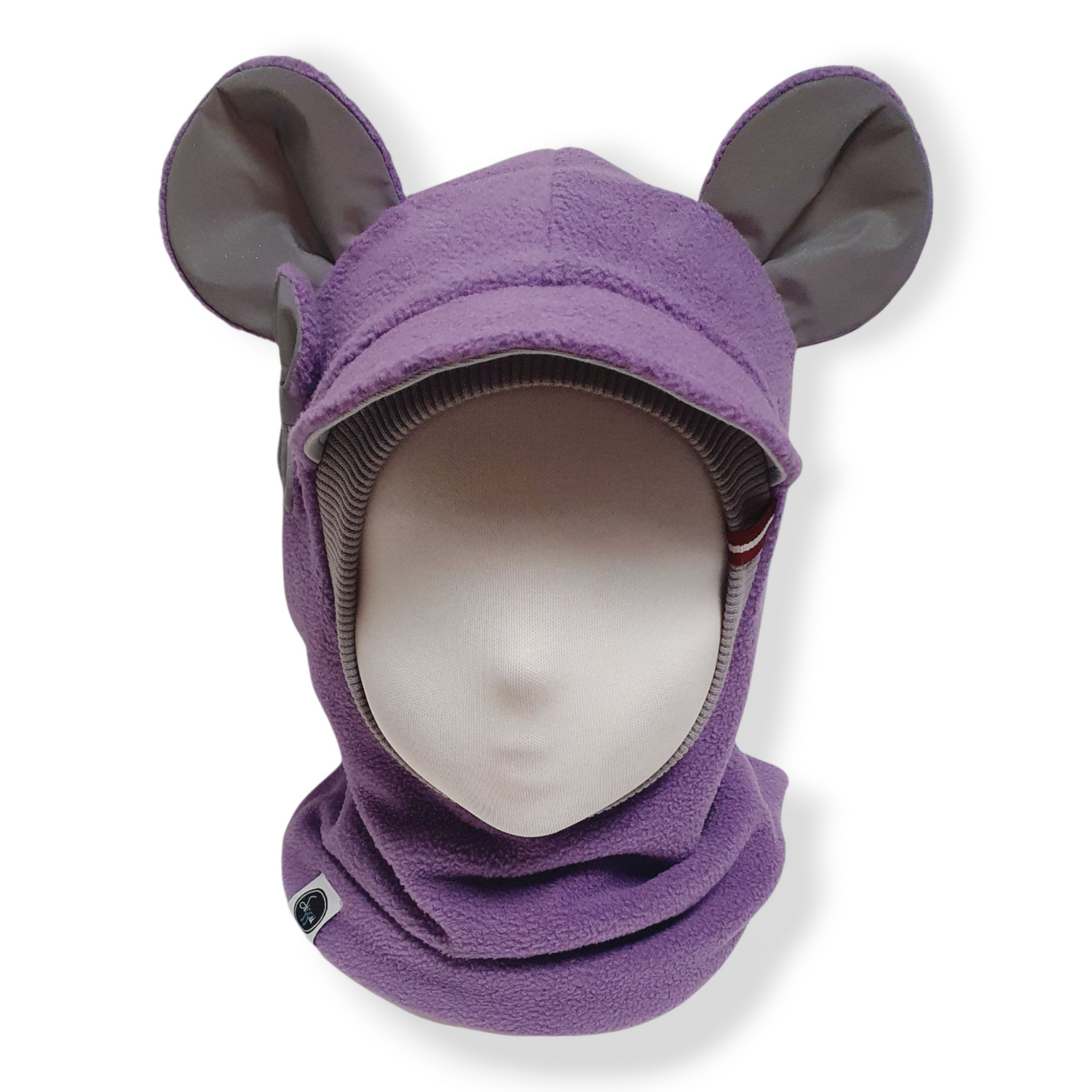Winter Balaclava Visor Mouse Hat Lavander Light Grey Font