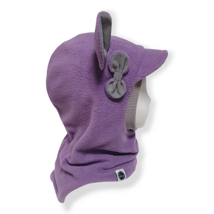 Winter Balaclava Visor Mouse Hat Lavander Light Grey Side