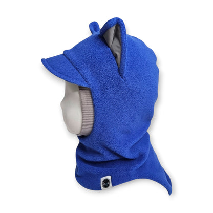 Winter Visor Hat Cat Balaclava - Saphire / Light Grey / Reflective Ears