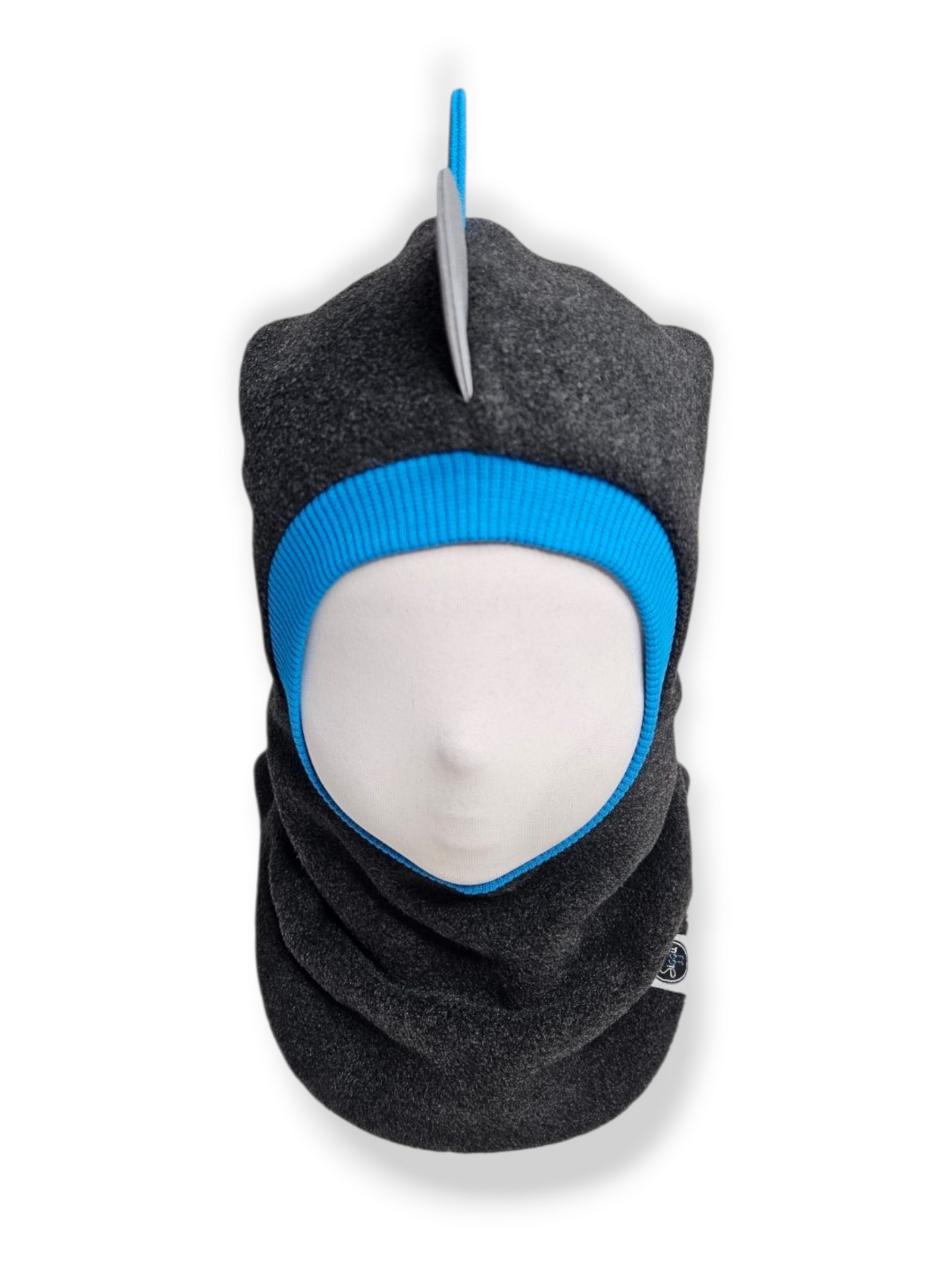 Balaclava Dino Hat - Dark Gray / Blue / Reflective Spikes