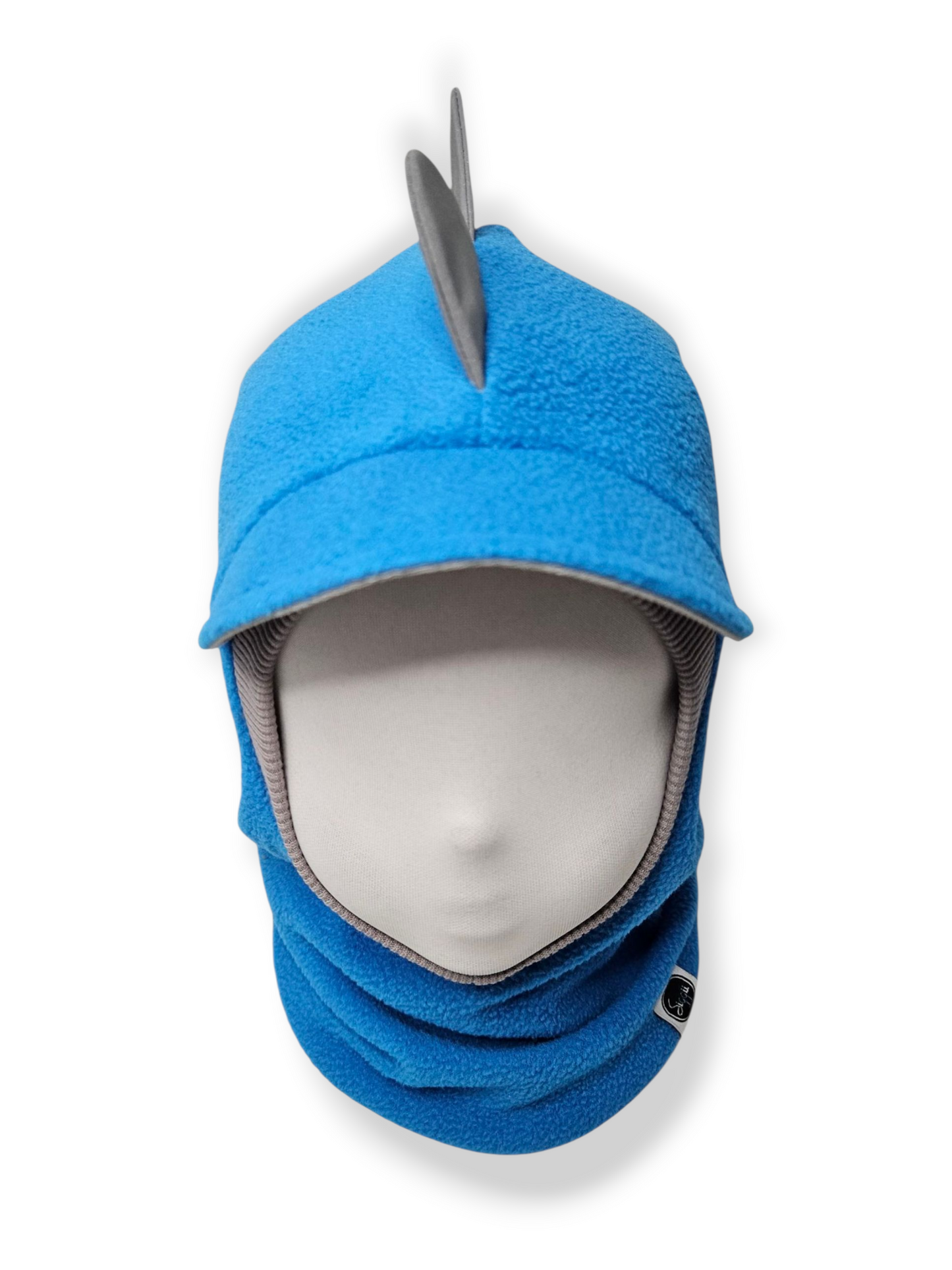 Balaclava Dino Visor Hat - Blue / Light Gray / Reflective Spikes