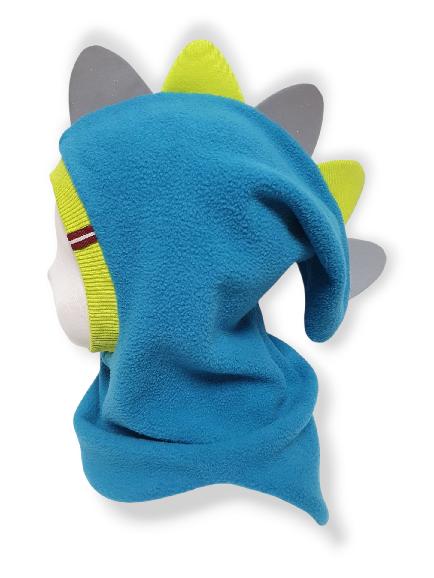 Balaclava Dino Hat - Blue-green / Bright Green / Reflective Spikes