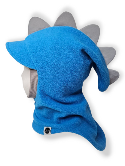 Balaclava Dino Visor Hat - Blue / Light Gray / Reflective Spikes