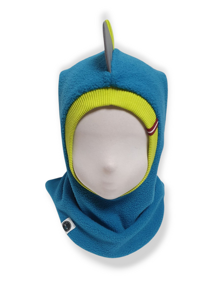 Balaclava Dino Hat - Blue-green / Bright Green / Reflective Spikes