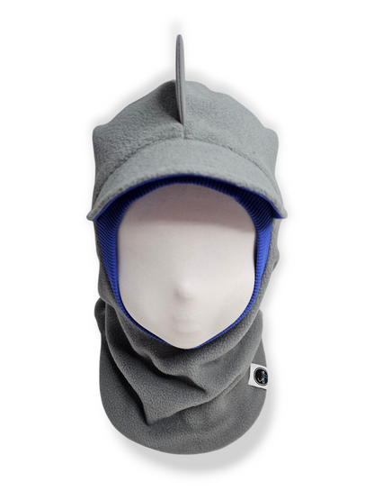 Balaclava Dino Visor Hat - Light Gray / Saphire / Reflective Spikes