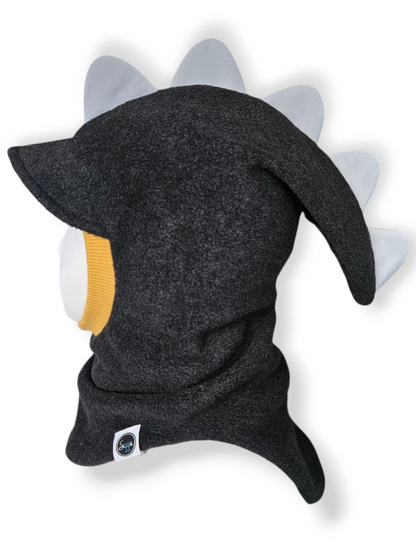 Balaclava Dino Visor Hat - Dark Gray / Mustard / Reflective Spikes