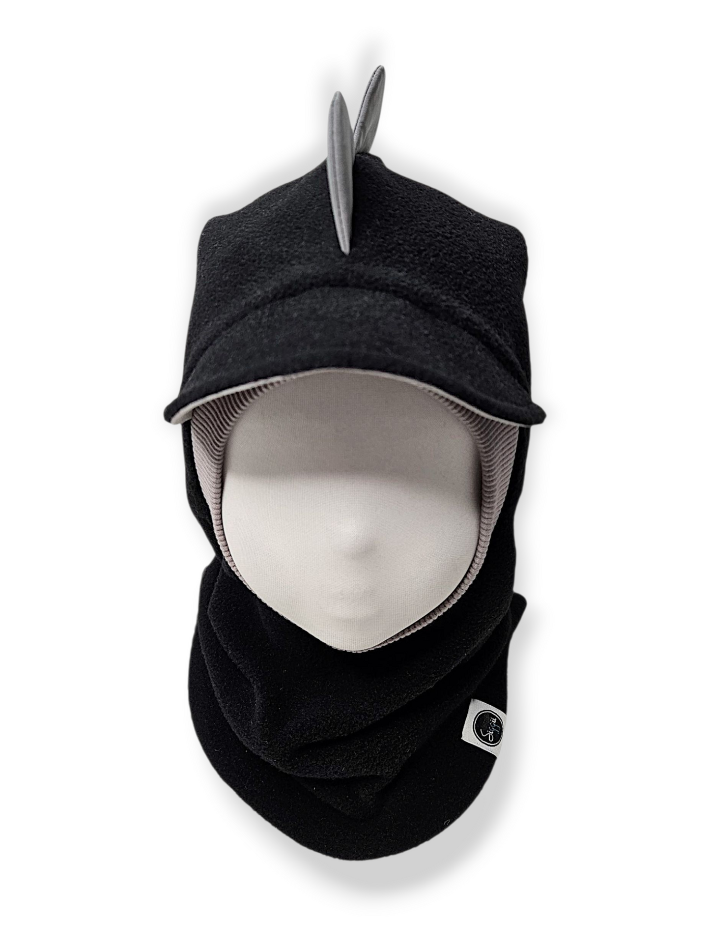 Balaclava Dino Hat - Black / Lighy Gray / Reflective Spikes