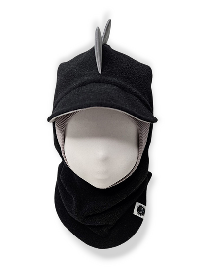 Balaclava Dino Hat - Black / Lighy Gray / Reflective Spikes