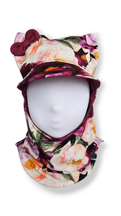 Balaclava Corner Visor Hat - Peonies