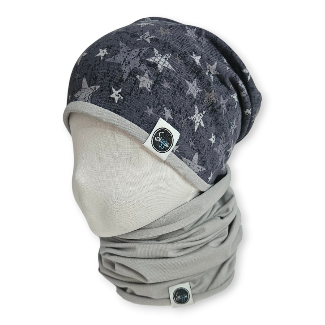 Reversible Hat & Tube Scarf Set - Stars