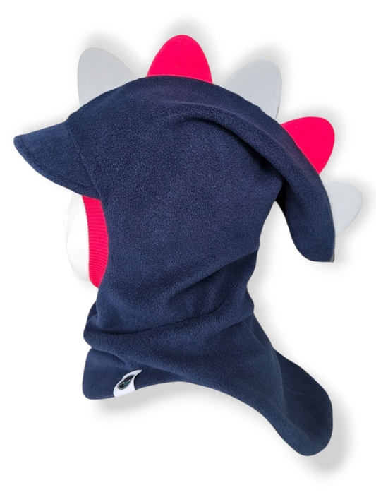 Balaclava Dino Visor Hat - Dark Blue / Red / Reflective Spikes
