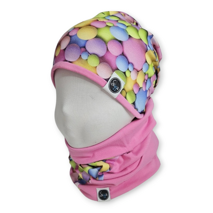 Reversible Hat & Tube Scarf Set - Bubbles