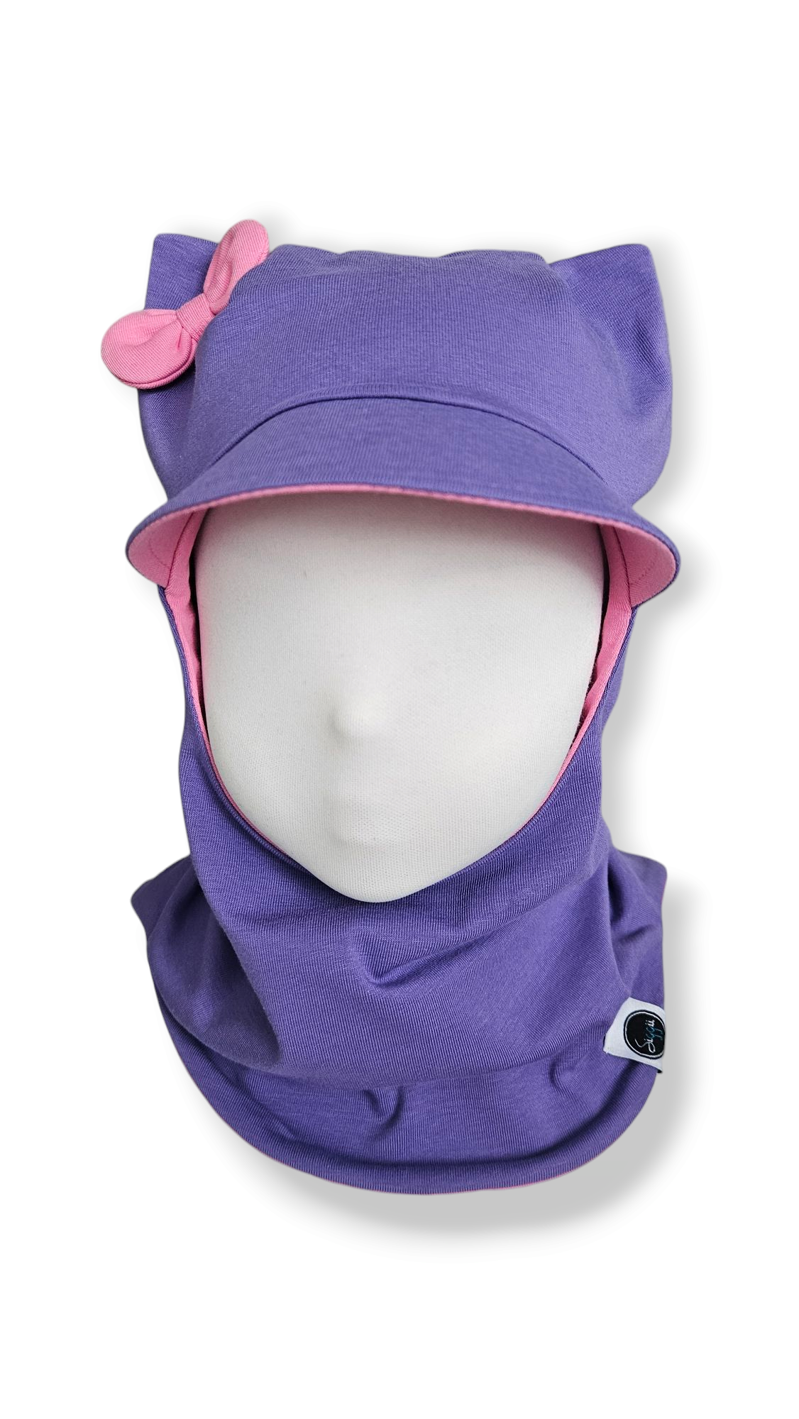 Balaclava Corner Visor Hat - Purple / Rose Pink
