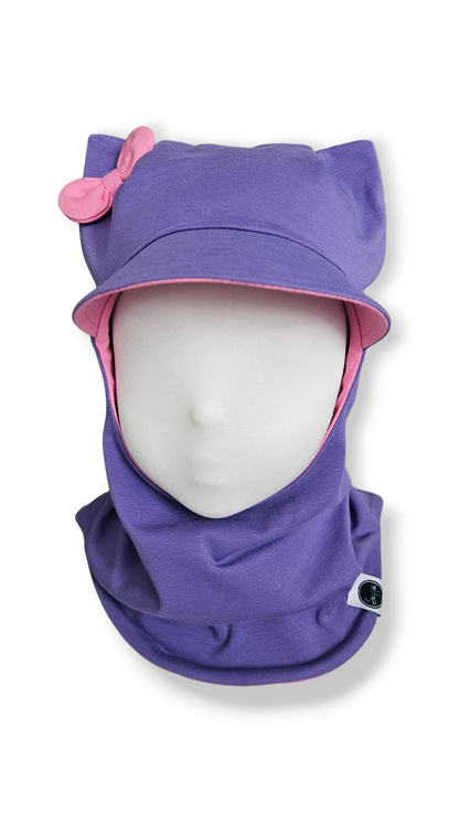 Balaclava Corner Visor Hat - Purple / Rose Pink