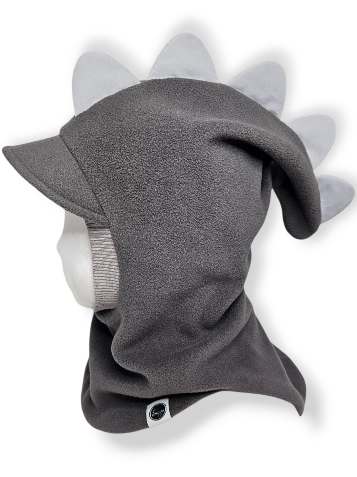 Balaclava Dino Visor Hat - Warm Gray / Light Gray / Reflective Spikes
