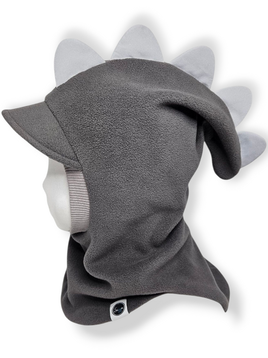 Balaclava Dino Visor Hat - Warm Gray / Light Gray / Reflective Spikes