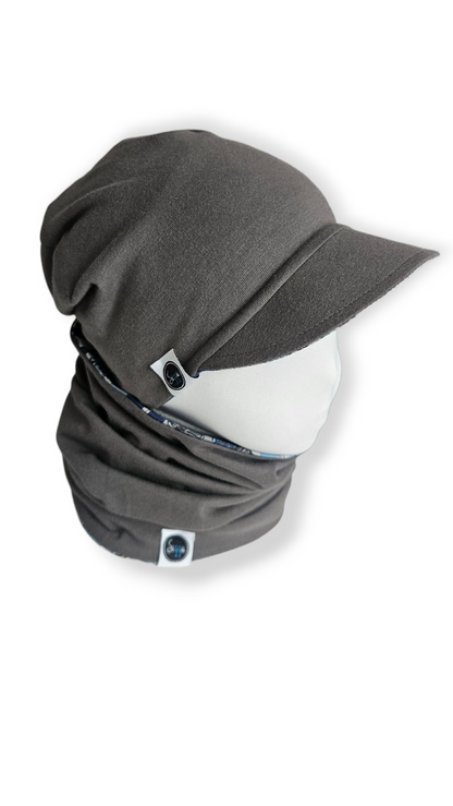 Reversible Visor Hat & Tube Scarf Set - dino