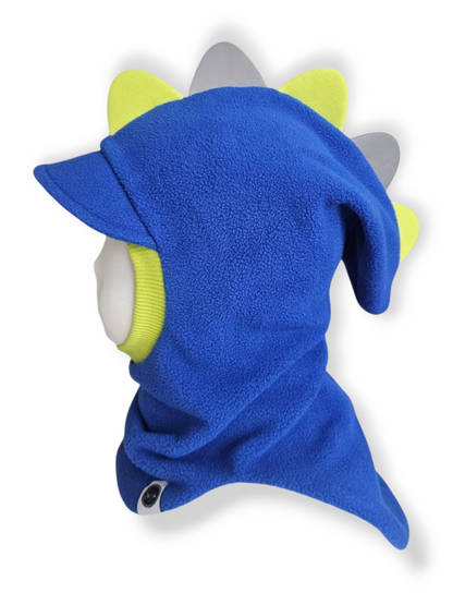 Balaclava Dino Visor Hat - Saphire / Bright Green / Reflective Spikes