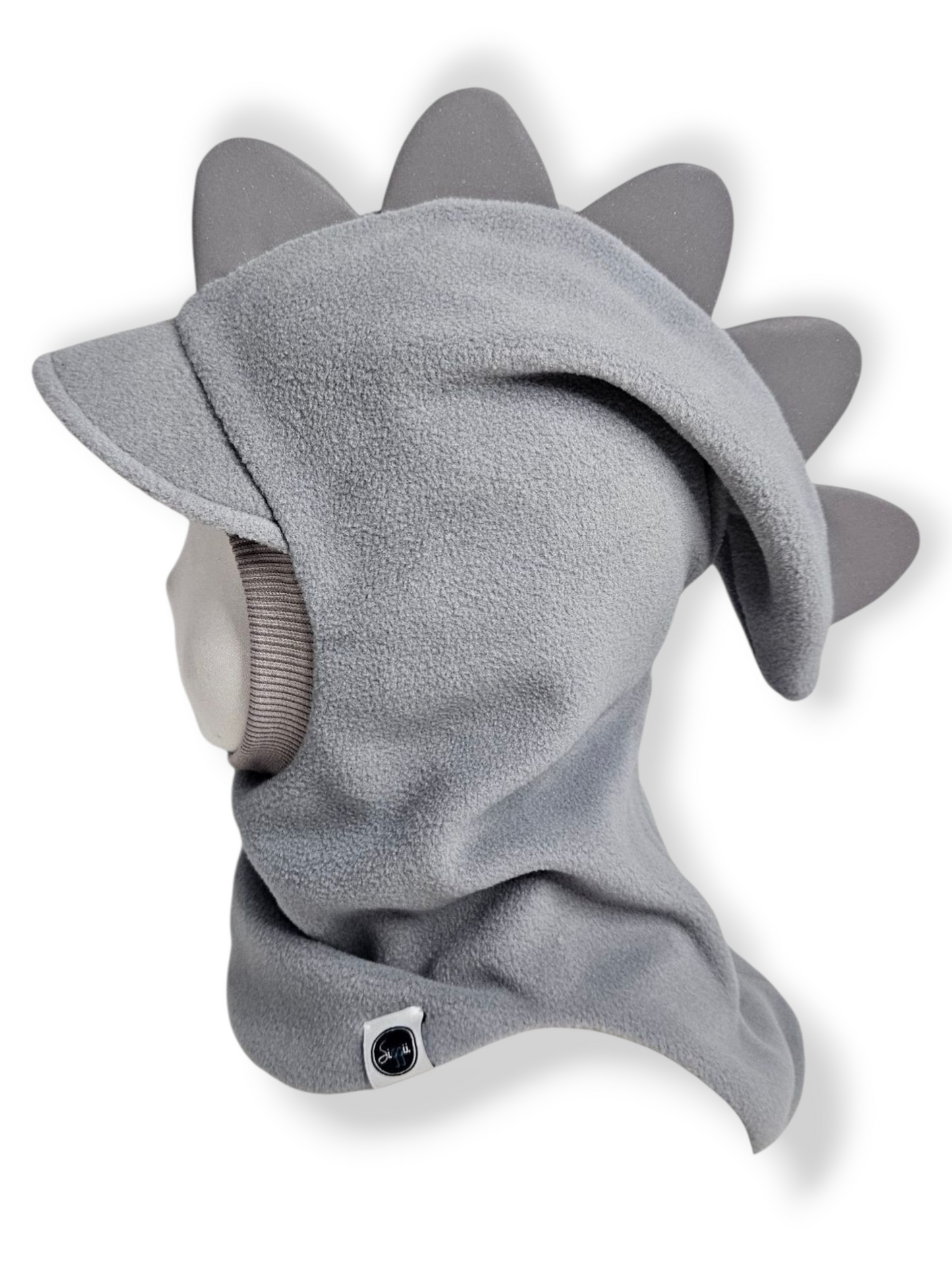 Balaclava Dino Visor Hat - Light Gray / Light Gray / Reflective Spikes